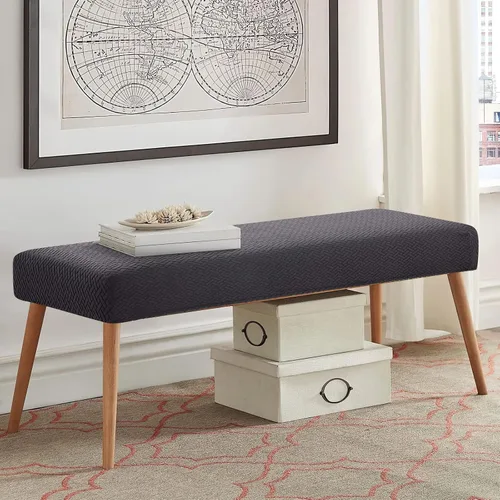 Vista 7 de YISUN Fundas de banco de Jacquard para comedor, funda elástica lavable y extraíble para banco, protector de asiento rectangular para bancos