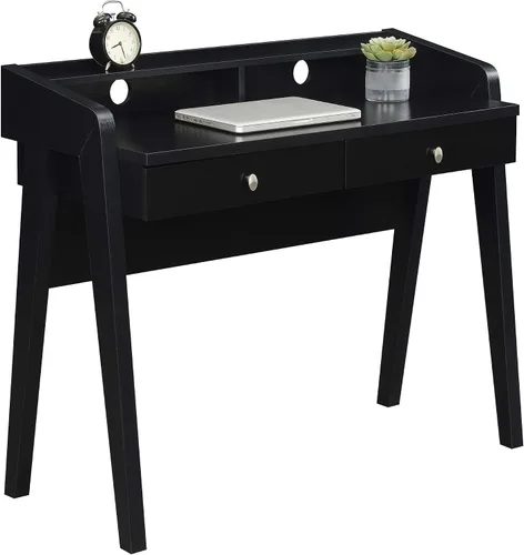 Vista 6 de Convenience Concepts Newport Deluxe - Escritorio con 2 cajones y estante, color negro