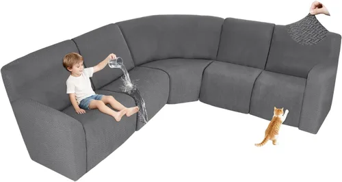 Vista 22 de ALIECOM Fundas 100% impermeables para sofá seccional reclinable, forma de L, elásticas, para esquina, funda para sofá seccional reclinable, lavable