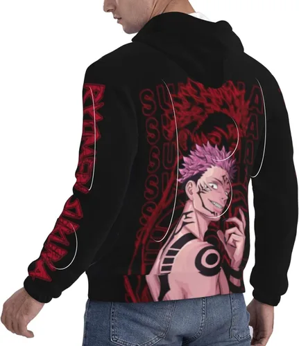 Vista 3 de vzzqd Sudadera con capucha unisex de anime 3D unisex con capucha y manga larga