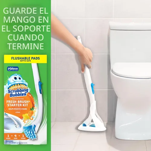 Vista 6 de Scrubbing Bubbles Sistema de limpieza de inodoro con almohadillas de repuesto de limpiador desechables y desechables, combate los olores y ayuda a