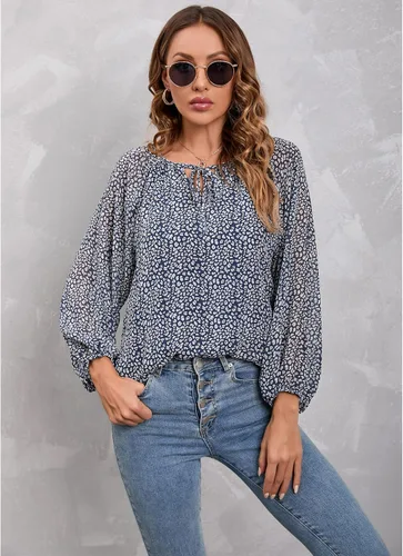 Vista 3 de Mansy - Blusas sueltas de verano con cuello en V y estampado floral para mujer