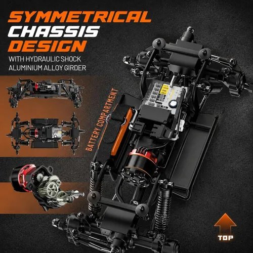 Vista 8 de UDIRC UCX1804PRO 1/18 Crawler RC sin escobillas, camión de roca de Negro