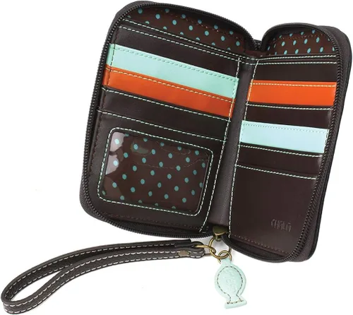 Vista 4 de CHALA Cartera con cremallera - Pingüino - Rayas azules, Raya azul, Cartera