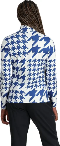 Vista 2 de Spyder Cuello en T con media cremallera de pata de gallo para mujer, Azul (Electric Blue)