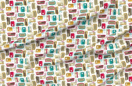 Vista 4 de Spoonflower Tela - Retro Atomic Technology Music Mid Century Geek Radio impresa en tela de gasa Fat Quarter - Vestidos de moda para costura