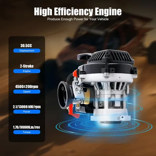 Vista 4 de Motor Rovan de 2 tiempos de 30.5 CC, 4 pernos fácil de arrancar, mango de retroceso, motor de refrigeración por aire forzado, compatible con HPI
