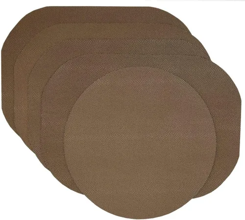 Vista 13 de Juego de 4 manteles individuales rectangulares de vinilo Tan Dot