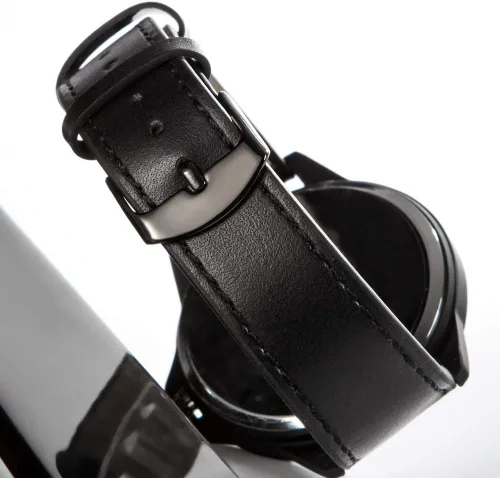 Vista 5 de NUOVO Reloj de cuarzo para hombre con correa de cuero, números árabes clásicos, blanco, vestido, estilo simple de moda
