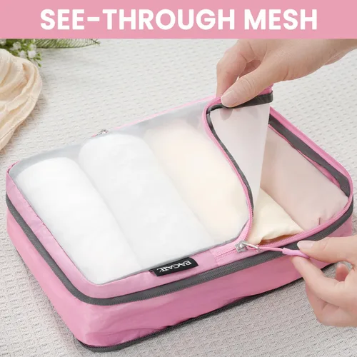 Vista 57 de BAGAIL 4 Set/6 Set Ultraligero Compresión Embalaje Cubos Organizador de Embalaje para Accesorios de Viaje Equipaje Maleta Mochila