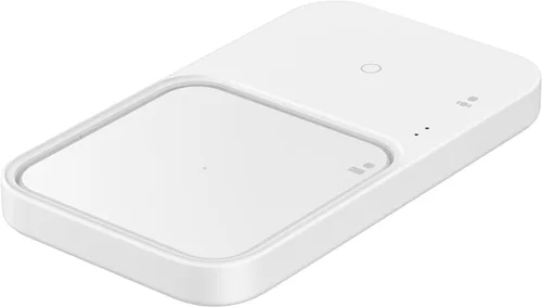Vista 3 de Samsung Cargador inalámbrico oficial de 15 W Duo [2022] con adaptador de viaje, blanco