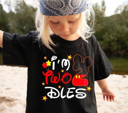 Vista 2 de Conjunto de Camiseta de Mickey "Soy Twodles Segundo Cumpleaños" Regalo de 2do Cumpleaños