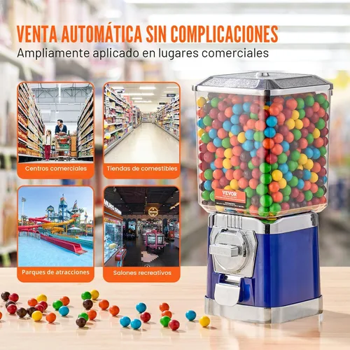 Vista 6 de VEVOR Máquina expendedora, banco de chicles clásico, máquina de chicles y caramelos de gran capacidad de carga, minimáquinas expendedoras, máquina