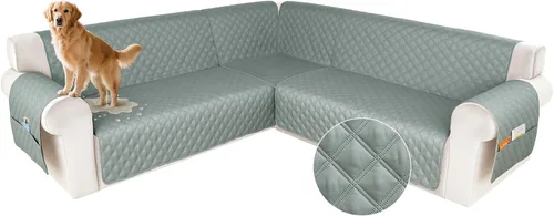 Vista 25 de HDCAXKJ Funda impermeable para sofá modular en forma de L, fundas seccionales de esquina lavables, a prueba de mascotas, protector de muebles