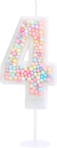 Vista 23 de Vela de Cumpleaños Número 0 Macarrón con Purpurina 3D Número 0 Vela Adorno para Pastel para Cumpleaños Boda Aniversario Fiesta Temática Dulce Pastel