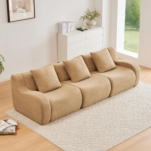 Vista 10 de Sofás de peluche sin hueso para sala de estar, juego de sofá modular negro con asiento profundo, sofá de gran tamaño, sofás para sala, cómodos sofás
