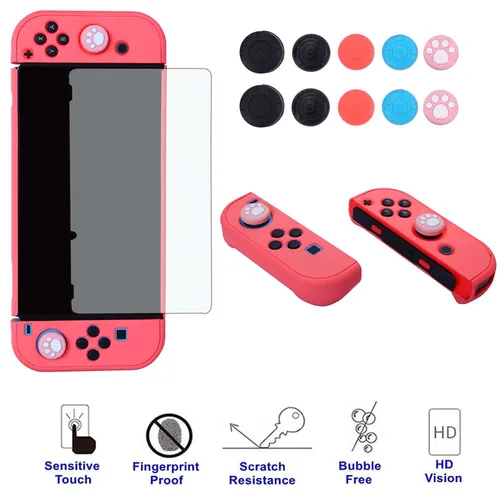 Vista 5 de COMCOOL Dockable Case for Nintendo Switch 3 in 1 Protective Cover Case for Nintendo Switch and Joy-Con Controller with Screen Protector and Thumb