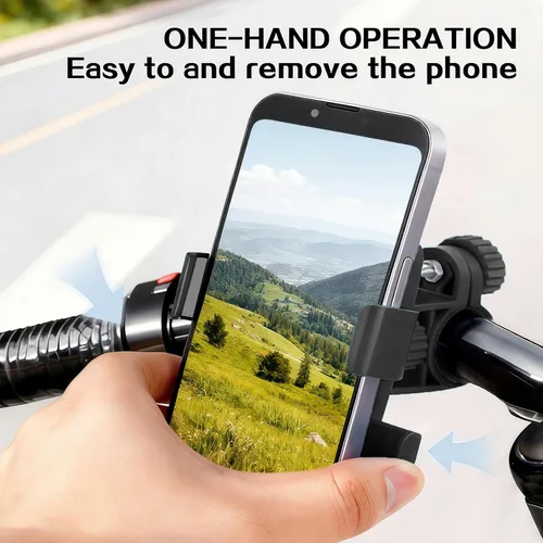 Vista 4 de Soporte de Teléfono para Motocicleta y Bicicleta, Clip Soporte para Teléfono Celular de Bicicleta, Abrazadera para Manillar de Bicicleta y Scooter