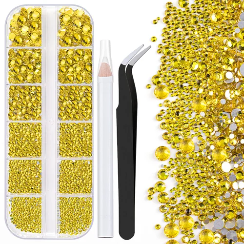 Vista 9 de Dos paquetes de diamantes de imitación de parte trasera plana, 4520 piezas de diamantes de imitación coloridos para arte de uñas, cristal colorido +