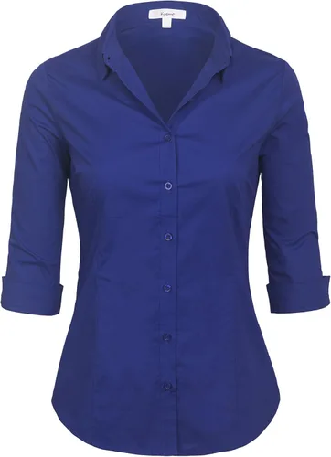 Vista 11 de KOGMO Blusa clásica de vestir con botones y manga 3/4 para mujer (S-3X)