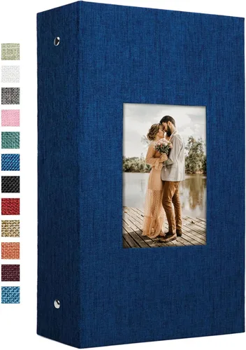 Vista 24 de Vienrose - Álbum de fotos de 4 x 6 pulgadas, 100 páginas, cubierta de lino con ventana frontal, para bebés, bodas, familias, niños y aniversarios