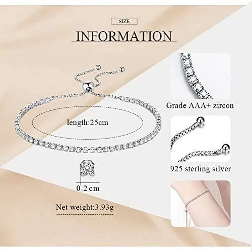 Vista 2 de Pulsera de tenis de plata de ley 925 con cristales Swarovski auténtica Bolenvi Plata de ley Sin gemas