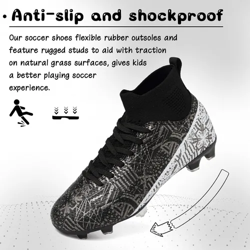 Vista 4 de Tacos de fútbol para niños y niñas, zapatos de fútbol para césped AGFG