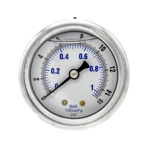 Vista 9 de PIC Gauges 202L-204M Medidor de presión relleno de glicerina con carcasa SS/bisel, internos de latón, lente de PC, dial de 2 pulgadas, rango