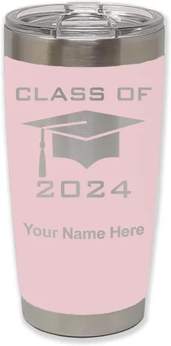 Vista 14 de LaserGram Vaso aislado al vacío de 20 onzas, grado de tapa clase de 2024, 2025, 2026, 2027, 2028, grabado personalizado incluido (negro)