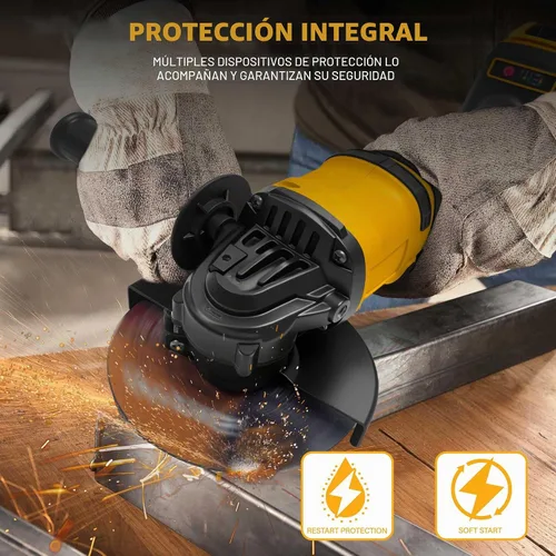 Vista 2 de Amoladora angular inalámbrica de 4-1/2 pulgadas para batería De-Walt 20V Max, motor sin escobillas de 8500 RPM con control de 3 velocidades, ideal