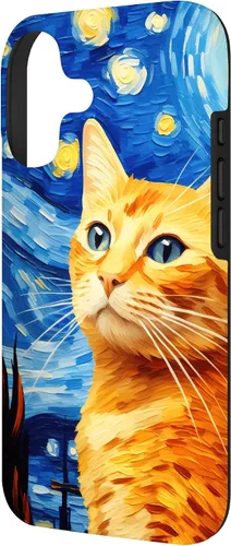 Vista 2 de Orange Tabby Cat Starry Night Vincent Van Gogh - Carcasa para iPhone 17
