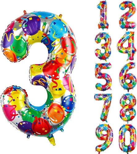Vista 56 de Globos gigantes de helio de aluminio de 40 pulgadas, color negro, globos digitales grandes del número 0 para decoración de fiesta de cumpleaños