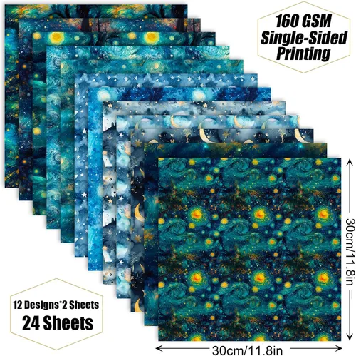 Vista 2 de Papel de álbum de recortes con patrón de galaxia, 11.8 x 11.8 in, paquete de cartulina especial para álbumes de recortes, blocs de papel
