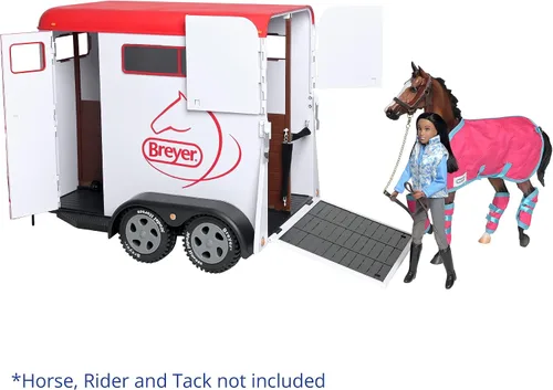 Vista 5 de Breyer Serie Tradicional de Juguete de Remolque de Dos Caballos (Escala 1: 9) Modelo # 2619 Blanco