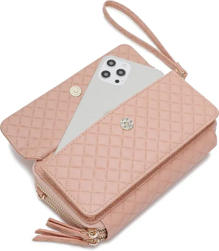 Vista 3 de Lanyani Cartera cruzada RFID con bolsillo para teléfono para mujer, cuero vegano