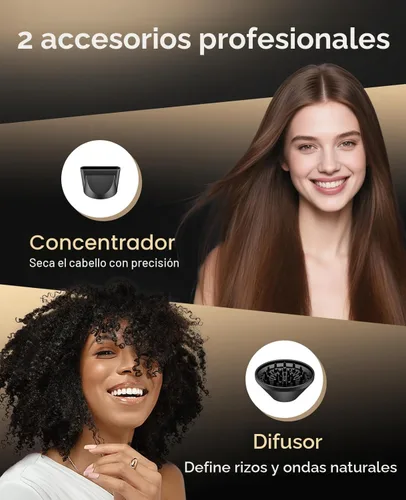 Vista 6 de Secador de pelo, secador de pelo CONFU con difusor, secador de pelo profesional 21000PRM, secador de pelo iónico negativo portátil ligero de secado
