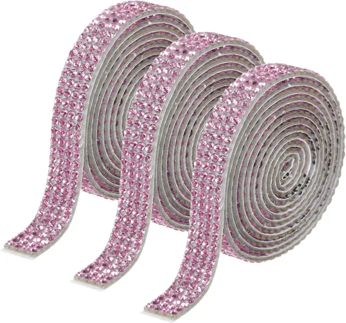 Vista 10 de MECCANIXITY 3 rollos de cinta de diamantes de imitación autoadhesiva de 3 yardas y 0.315 in para proyectos de artes y manualidades, pasteles de Beige