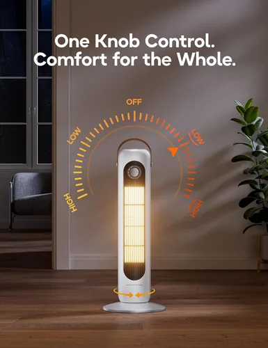 Vista 6 de Calentadores de exterior para patio, calefacción 1S de 350 pies cuadrados, calentador eléctrico de cerámica PTC de 1500 W, protección contra Marfil