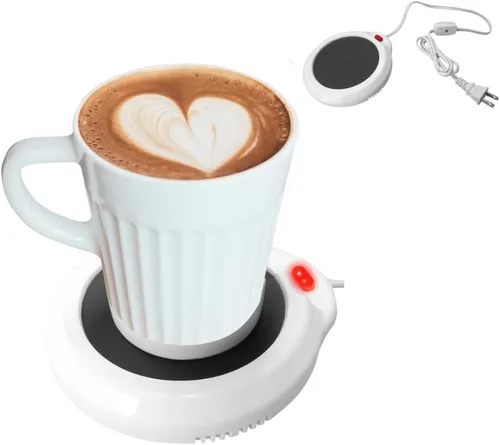 Vista 11 de Evelots Calentador eléctrico de tazas de escritorio, placa de calentamiento de velas, calentador de taza de café, también ideal para té caliente
