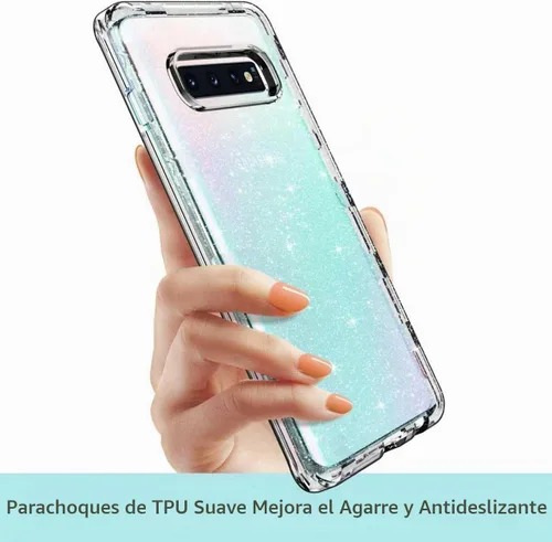 Vista 5 de ULAK Funda compatible con Galaxy S10 Plus, cubierta trasera brillante brillo claro