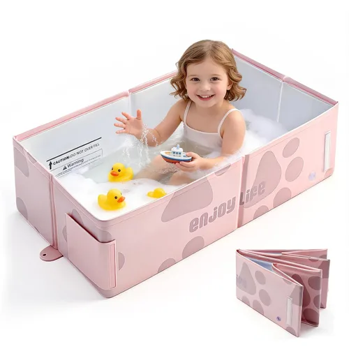 Vista 11 de Bañera para niños pequeños para ducha, bañera plegable para bebé, bañera portátil para niños y bañera plegable para niños pequeños de 1 a 8 años