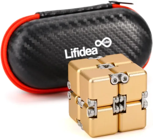 Vista 9 de Lifidea Cubo infinito de metal de aleación de aluminio (6 colores) juguete de escritorio de mano con estuche genial, cubo mágico infinito, alivia