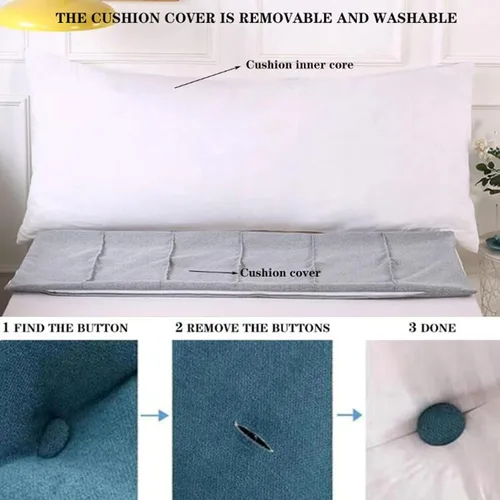 Vista 5 de Almohada triangular grande de cuña de lectura, cojín para cabecera de sofá cama, cojín para cabecero, cojín para cama individual, matrimonial Azul