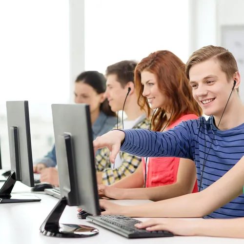 Vista 5 de Xinnun Paquete de 50 auriculares con cable con micrófono para estudiantes Negro