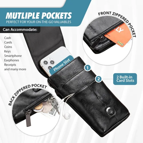Vista 3 de Funda de piel para teléfono celular con clip para cinturón