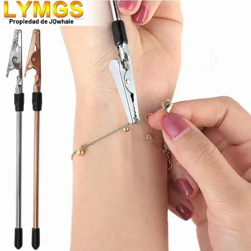 Vista 5 de Pulsera de mano con herramienta de palillo auxiliar, cadena de mano fija de abrazadera larga, ayuda a las mujeres con corbatas, cierres de reloj