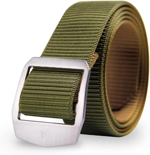 Vista 7 de Cinturón militar táctico de nailon para hombre, hebilla de titanio ajustable, verde, 41.34-53.15 pulgadas