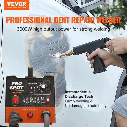 Vista 2 de VEVOR Kit de soldador de espárragos para reparación de abolladuras, soldador por puntos de 3 kW, extractor de abolladuras con 6 modos de soldadura