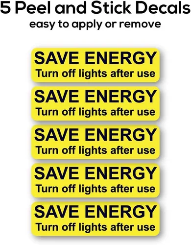 Vista 2 de Calcomanías para interruptor de luz de ahorro de energía, hoja de 5 calcomanías de luz de apagado