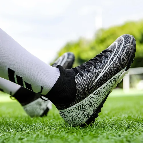 Vista 5 de Zapatos de fútbol para hombre, con cordones, antideslizantes, para interiores, fútbol sala, TF, tacos de césped